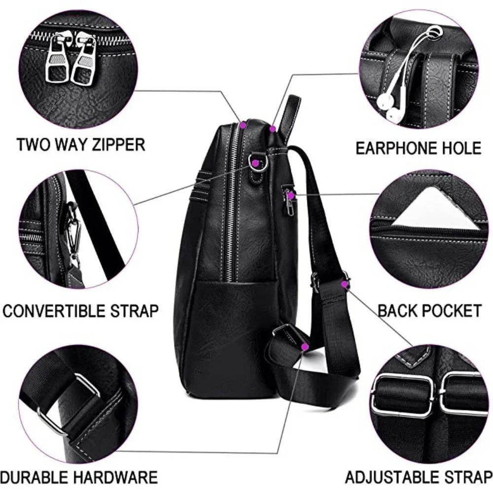 🆕 Luxury Backpack Purse for Women Cute Shoulder Durable Buckle Bag NWT - Picture 4 of 7